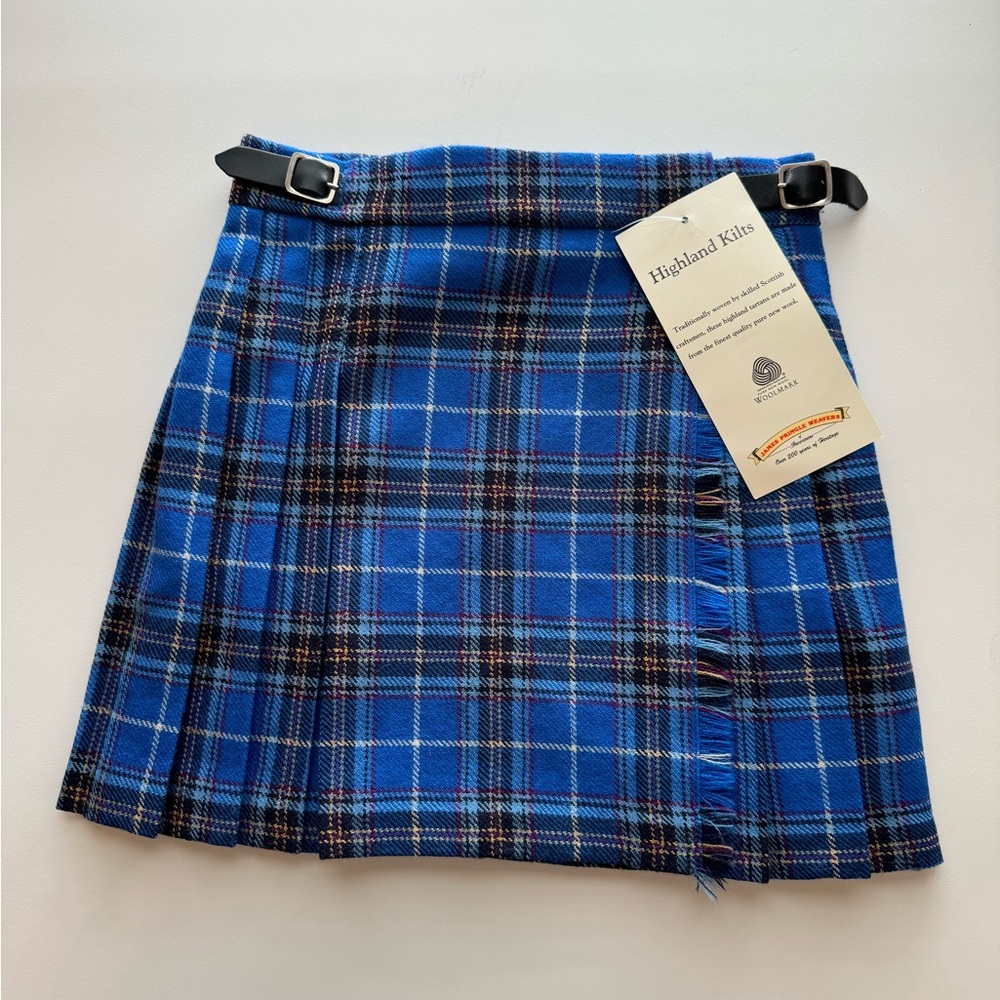 Vintage Wool Kilt Tartan Plaid Pleated Skirt James Pringle Weavers of Inverness